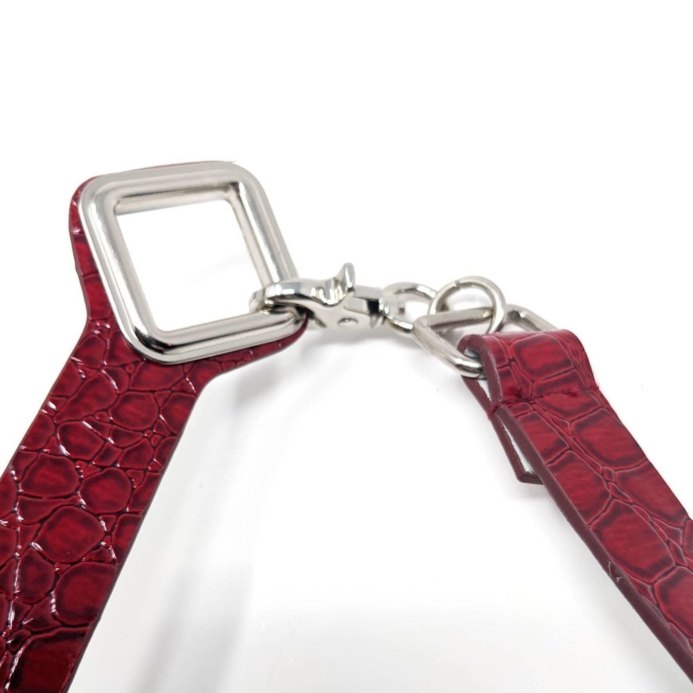 Chicos Womens Medium/Large Red Leather Croc Belt Buckle Chain Diamond - Picture 9 of 9